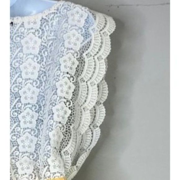 Ark & Co Women's Lace Mini Skirt Dress Square Neck Yellow White Size Small - Picture 4 of 7